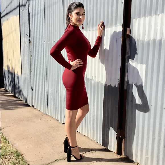 Mini Dress Burgundy - Picture 4 of 6